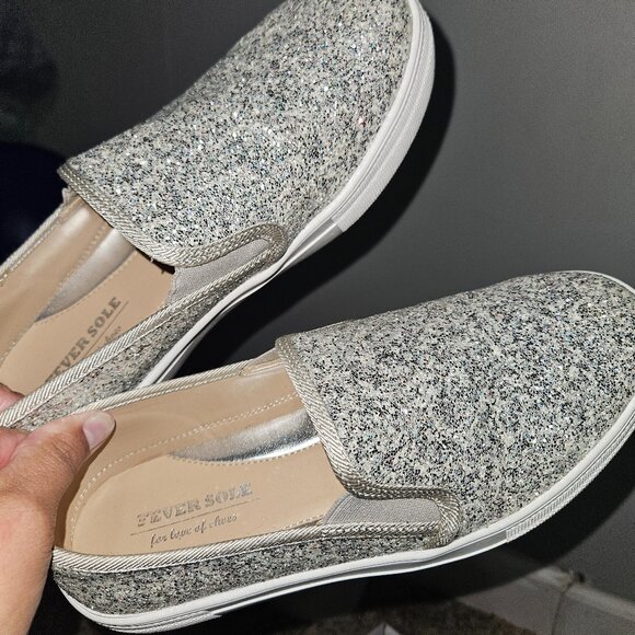 Silver sparkly slip on shoes - Picture 1 of 1